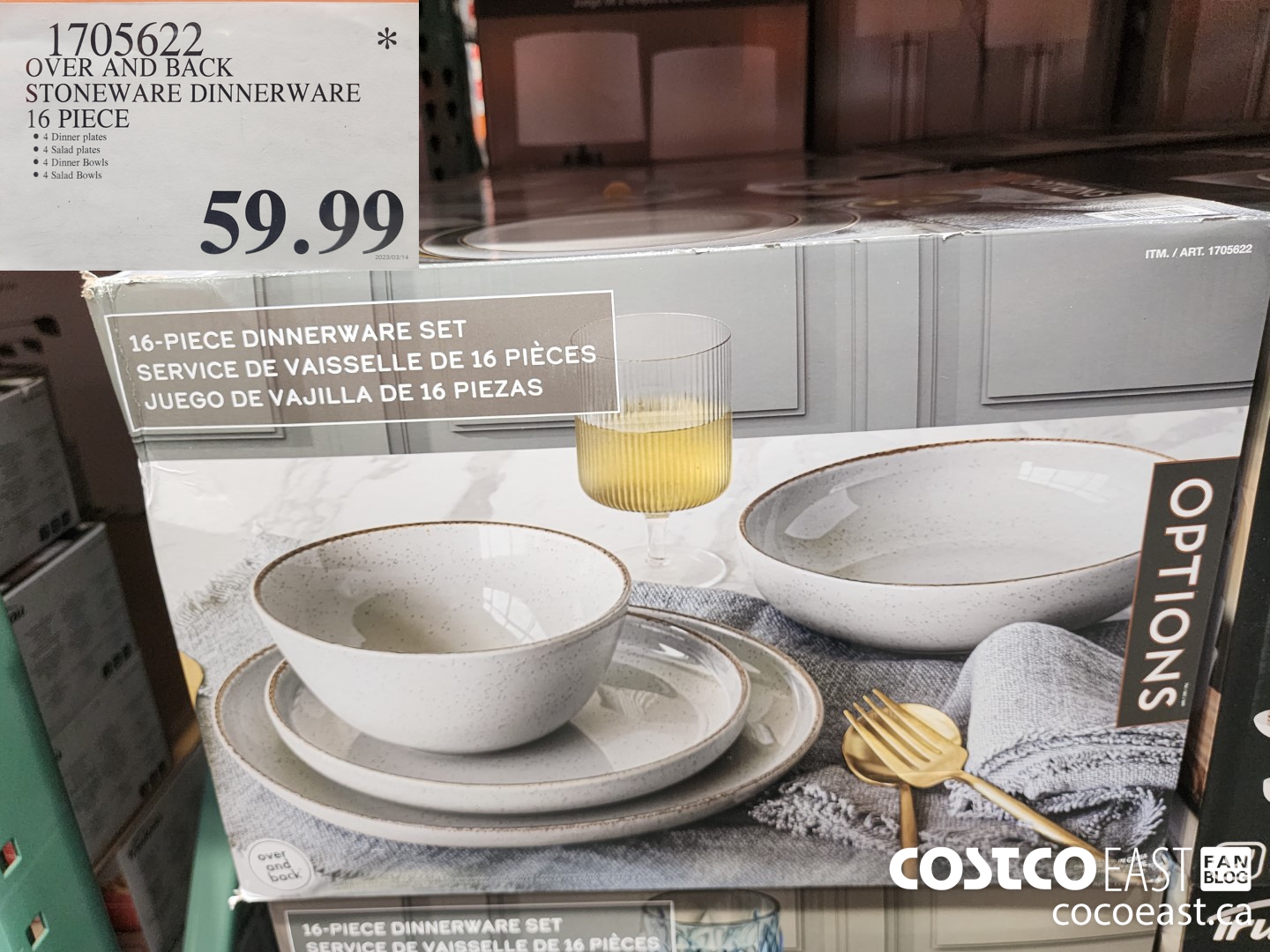 1705622 OVER AND BACK STONEWARE DINNERWARE 16 PIECE 59 99 Costco East Fan Blog