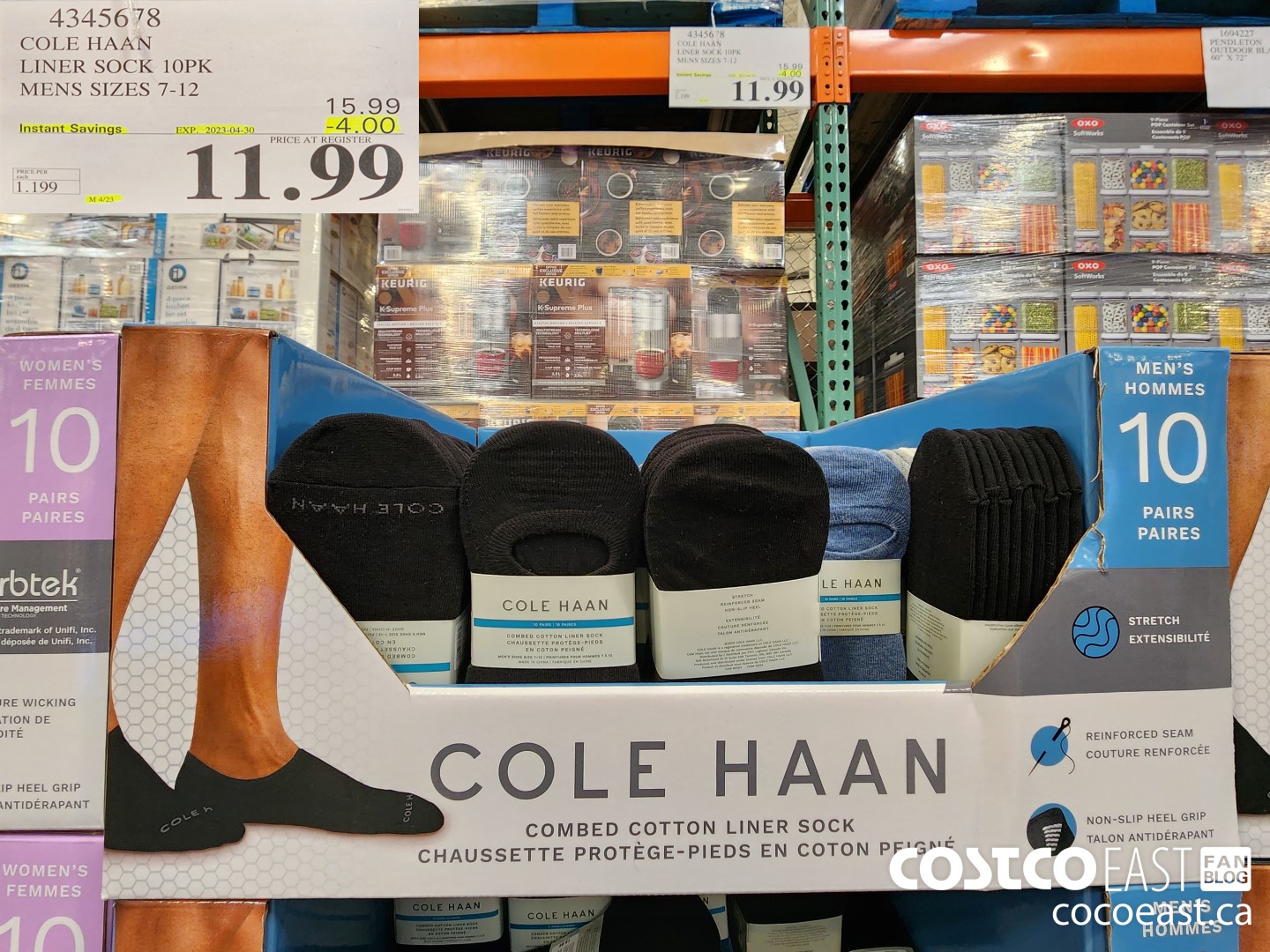 4345678 COLE HAAN LINER SOCK 10PK MENS SIZES 7 12 4 00 INSTANT SAVINGS EXPIRES ON 2023 04 30 11 99 Costco East Fan Blog