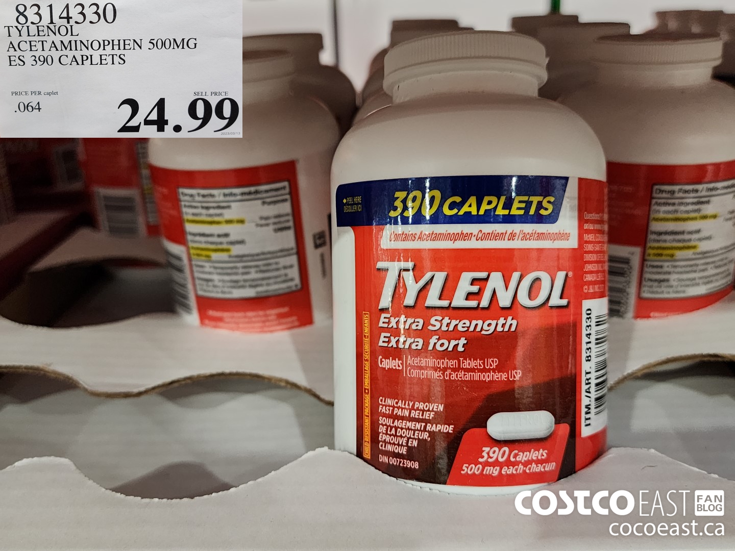 8314330 TYLENOL ACETAMINOPHEN 500MG ES 390 TABS 24 99 Costco East Fan