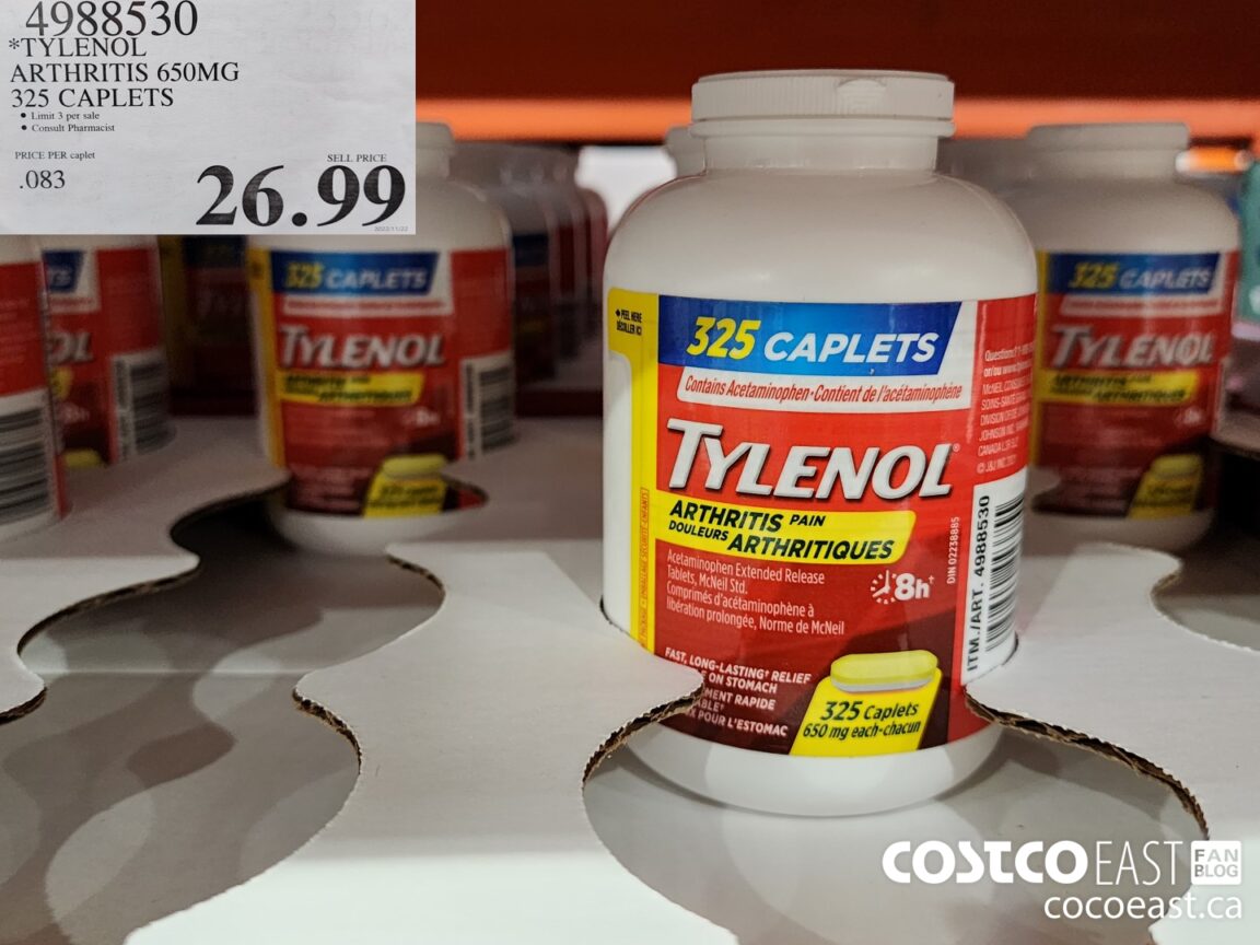4988530 TYLENOL ARTHRITIS 650MG 325 CAPLETS 26 99 Costco East Fan Blog
