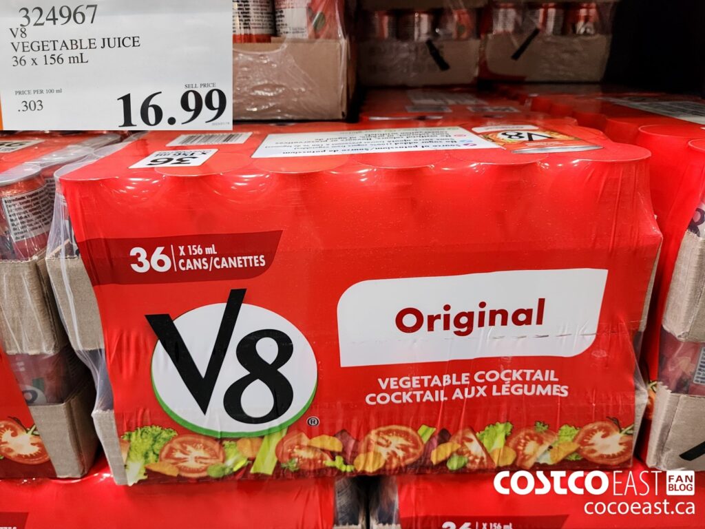 324967 V8 VEGETABLE JUICE 36 x 156 mL 16 99 Costco East Fan Blog