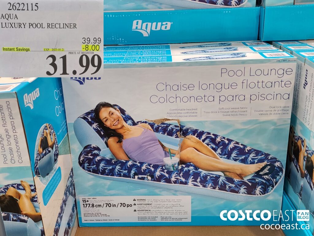 2622115 AQUA LUXURY POOL RECLINER 8 00 INSTANT SAVINGS EXPIRES ON 2023 ...
