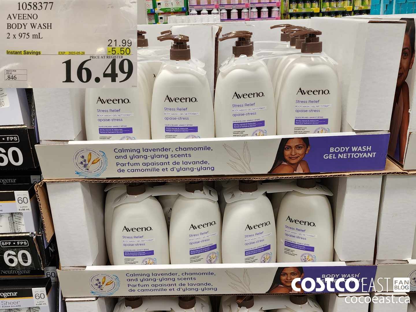 1058377 AVEENO BODY WASH 2 x 975 mL 5 50 INSTANT SAVINGS EXPIRES ON