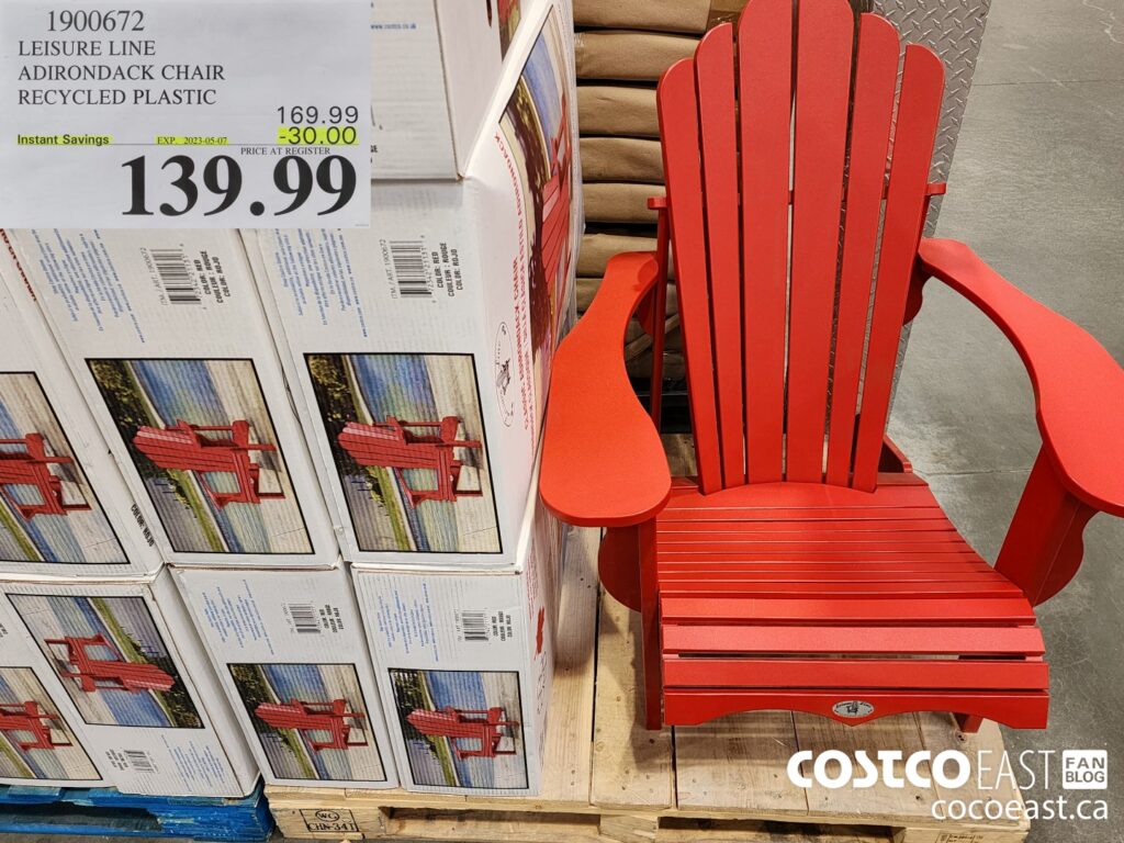 1900672 LEISURE LINE ADIRONDACK CHAIR RECYCLED PLASTIC 30 00 INSTANT SAVINGS EXPIRES ON 2023 05