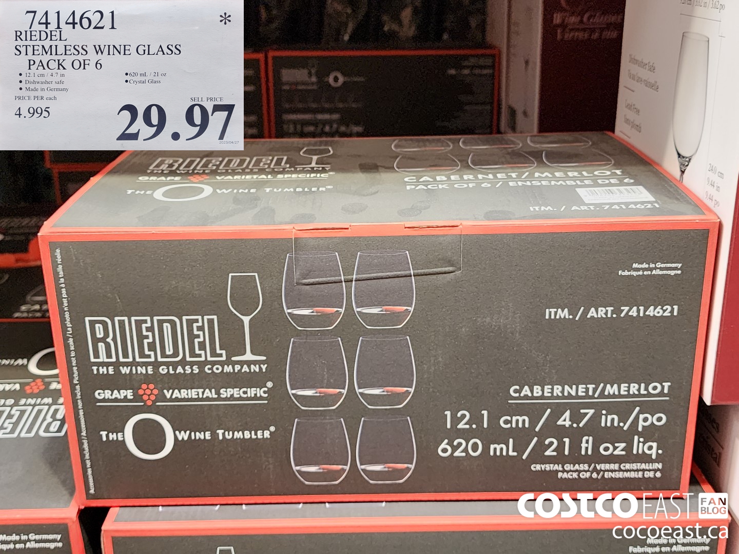 7414621 RIEDEL STEMLESS WINE GLASS PACK OF 6 29 97 Costco East Fan Blog