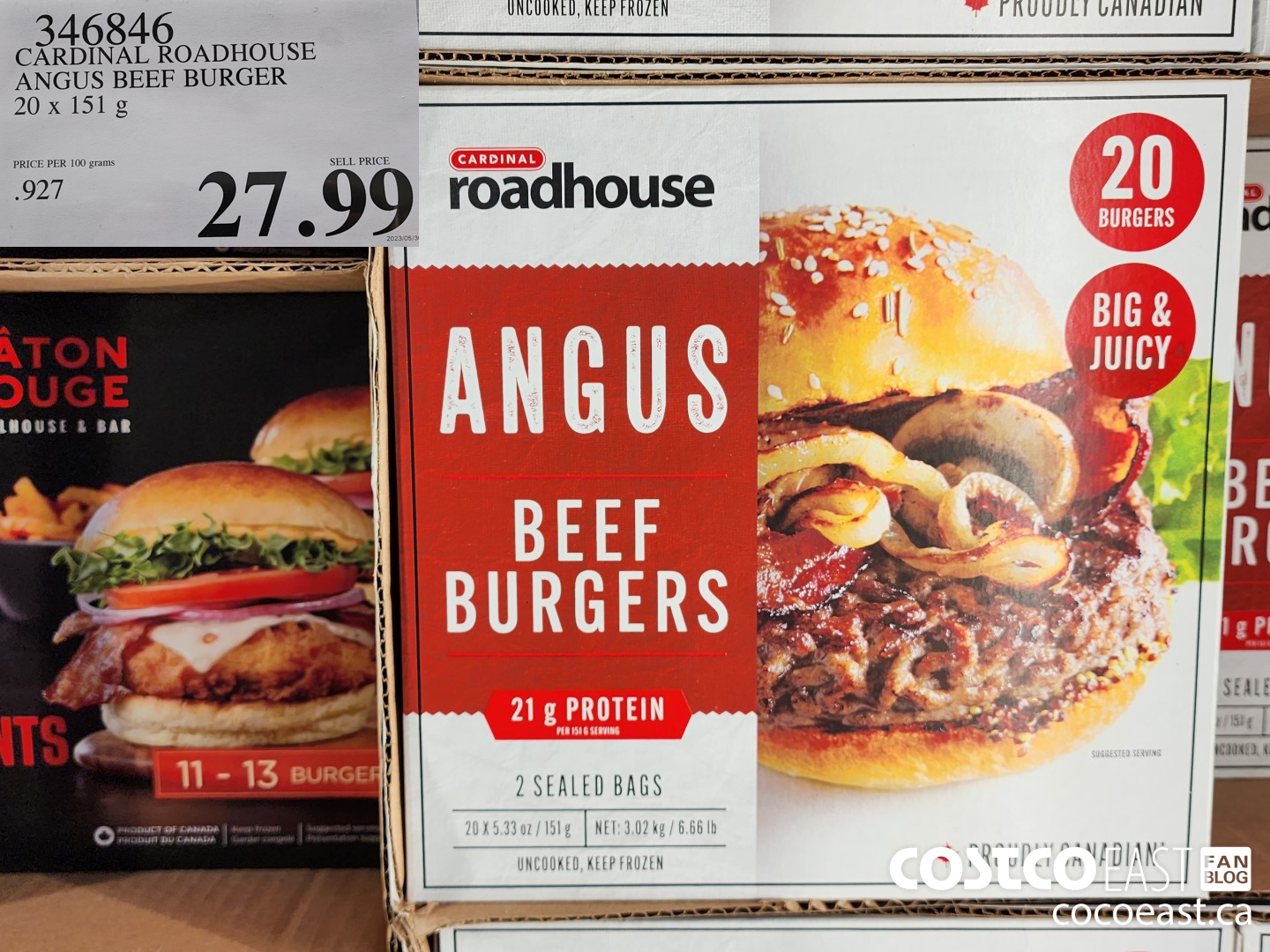 346846 CARDINAL ROADHOUSE ANGUS BEEF BURGER 20 X 151 G 27 99 Costco