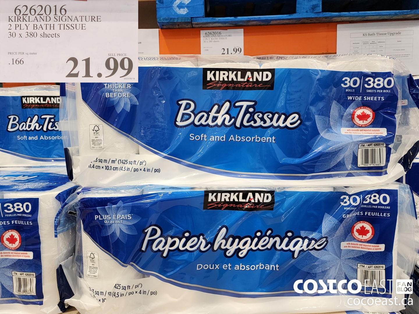 6262016 KIRKLAND SIGNATURE 2 PLY BATH TISSUE 30 X 380 SHEETS 21 99