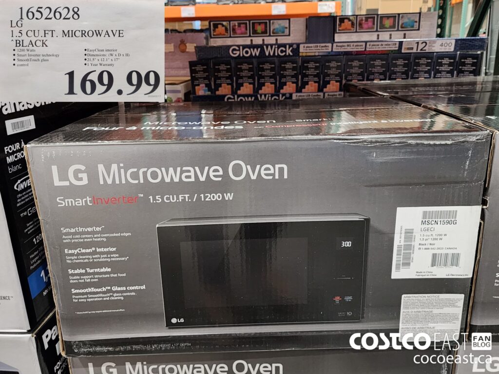 1652628 LG 1 5 CU FT MICROWAVE BLACK 169 99 Costco East Fan Blog