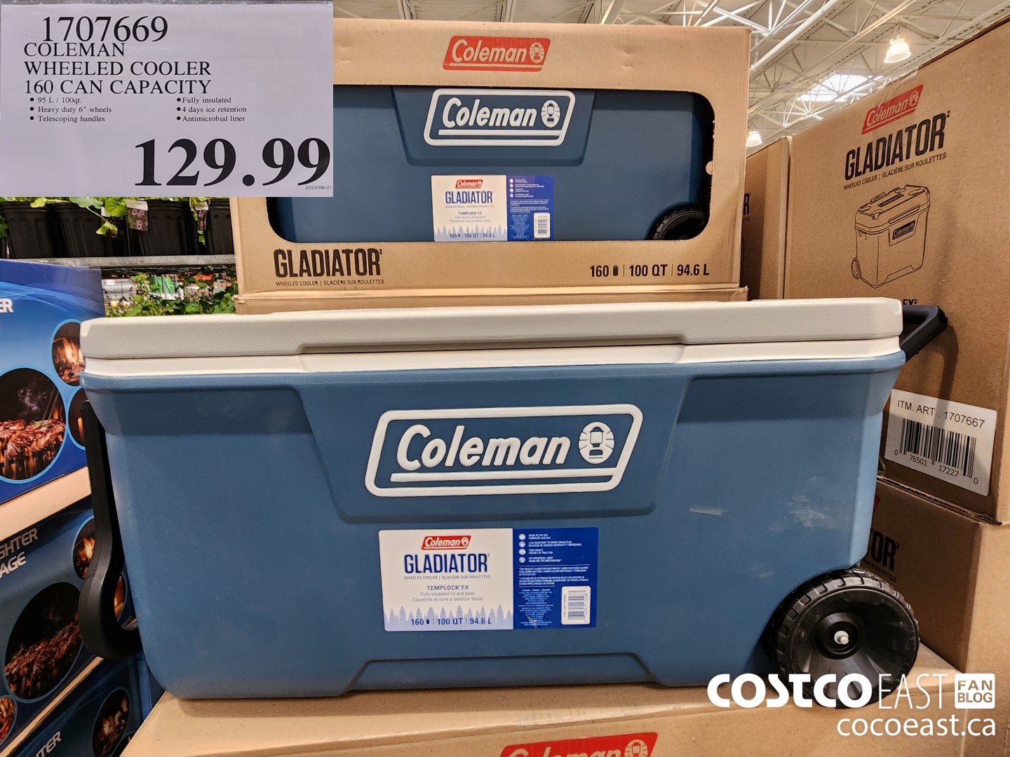 Coleman 
クーラーボックス 1707669 COLEMAN WHEELED COOLER 160 CAN CAPACITY 129 99 - Costco