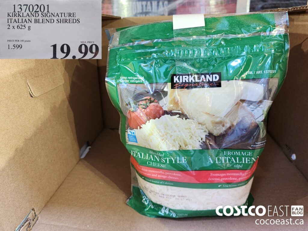 1370201 Kirkland Signature Italian Blend Shreds 2x 625 G 19 99 Costco East Fan Blog