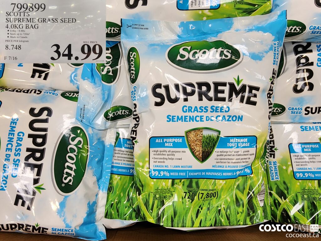 799899 SCOTTS SUPREME GRASS SEED 4 0KG BAG 34 99 Costco East Fan Blog