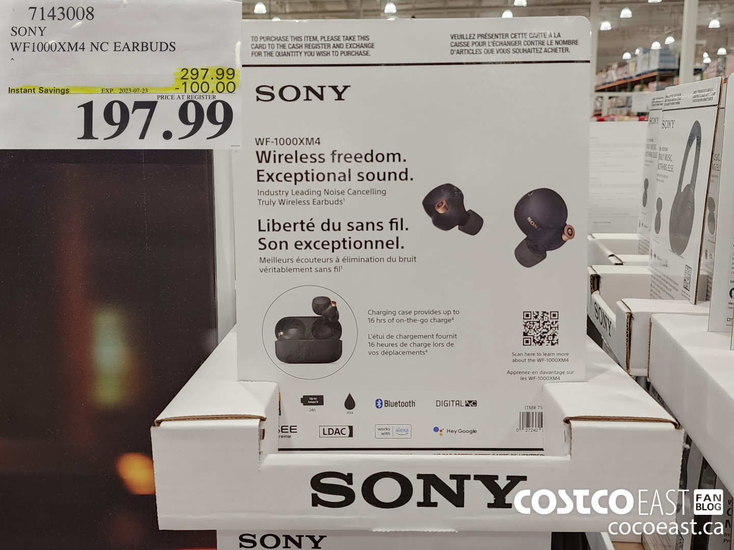 7143008 SONY WF1000XM4 NC EARBUDS 100 00 INSTANT SAVINGS EXPIRES ON 2023 07 23 197 99 Costco East Fan Blog