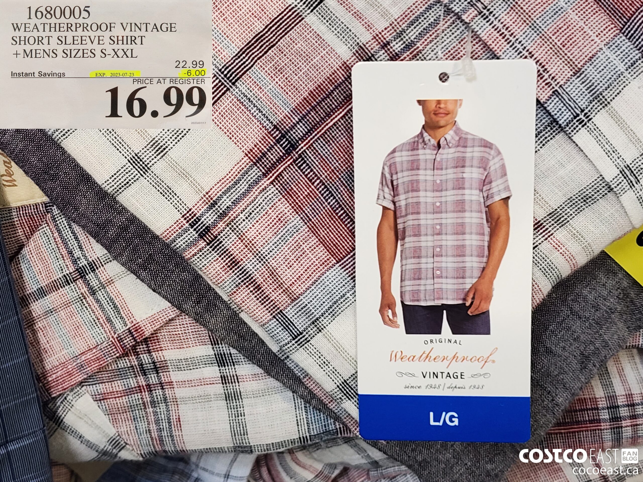 1680005 WEATHERPROOF VINTAGE SHORT SLEEVE SHIRT MENS SIZES S XXL 6 00 INSTANT SAVINGS EXPIRES ON 2023 07 23 16 99 Costco East Fan Blog