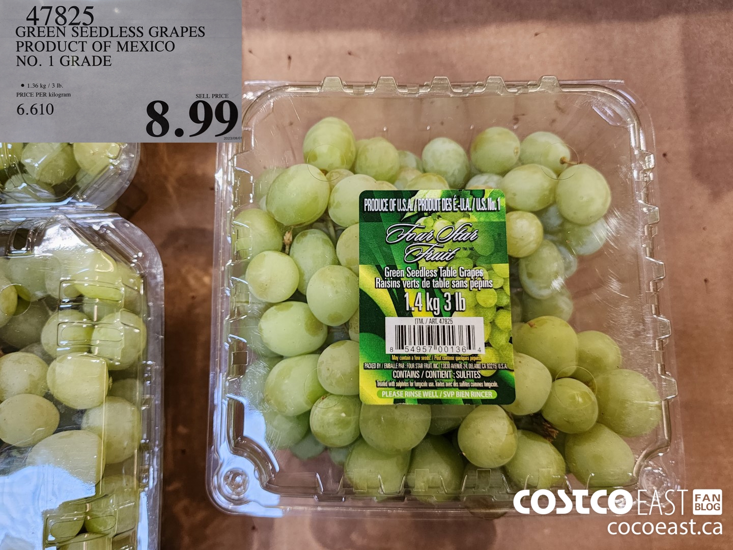 47825 GREEN SEEDLESS GRAPES PRODUCT OF MEXICO NO 1 GRADE 8