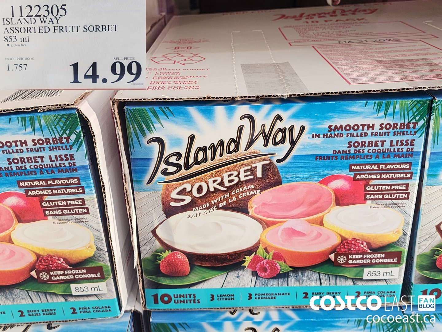 1122305 ISLAND WAY ASSORTED FRUIT SORBET 853 ml 14 99