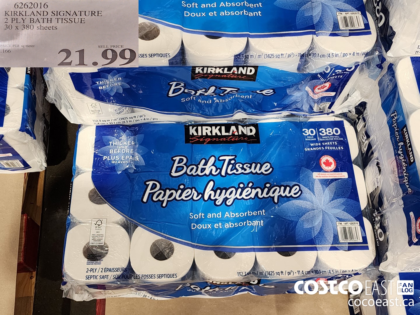 6262016 KIRKLAND SIGNATURE 2 PLY BATH TISSUE 30 X 380 SHEETS 21 99