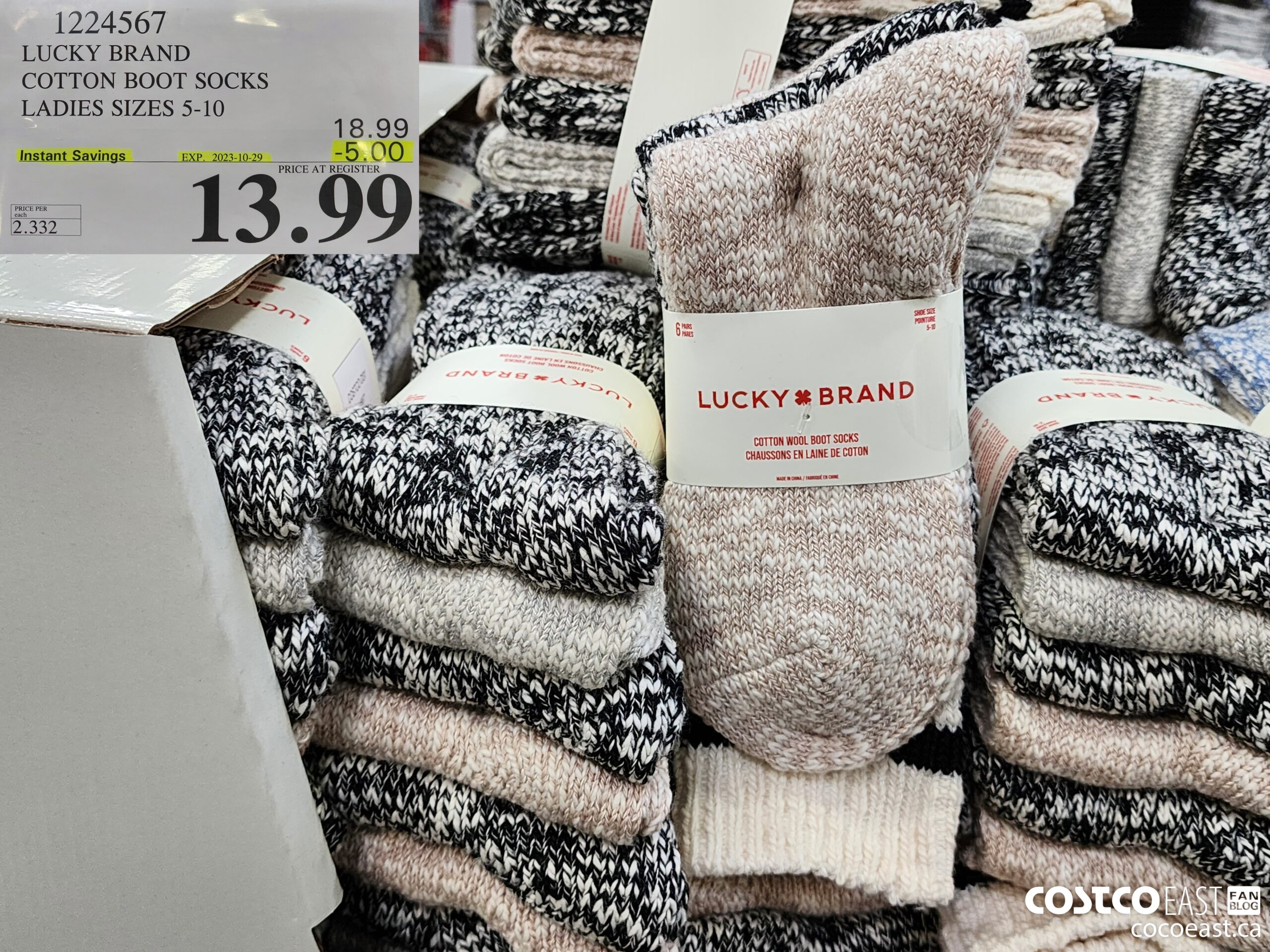 1224567 LUCKY BRAND COTTON BOOT SOCK LADIES SIZES 5 10 5 00 INSTANT SAVINGS  EXPIRES ON 2023 10 29 13 99 - Costco East Fan Blog