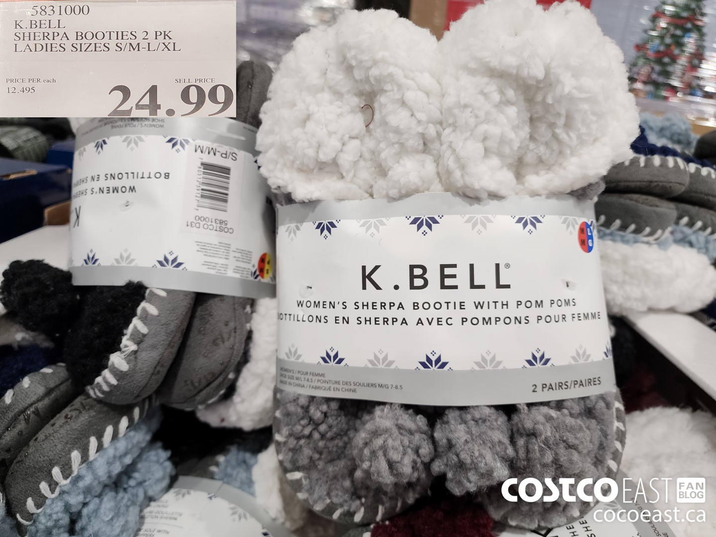 5831000 K BELL SHERPA BOOTIES 2 PK LADIES SIZES S M L XL 24 99 Costco East Fan Blog