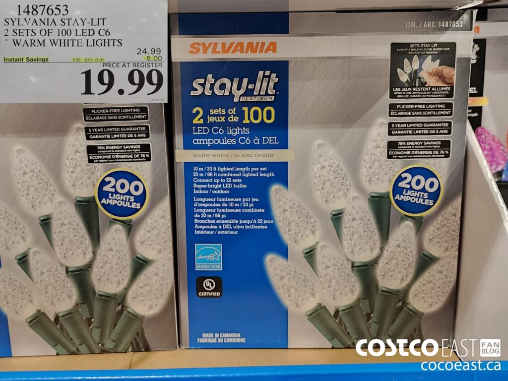 1487653 SYLVANIA STAY LIT 2 SETS OF 100 LED C6 WARM WHITE LIGHTS 5 00