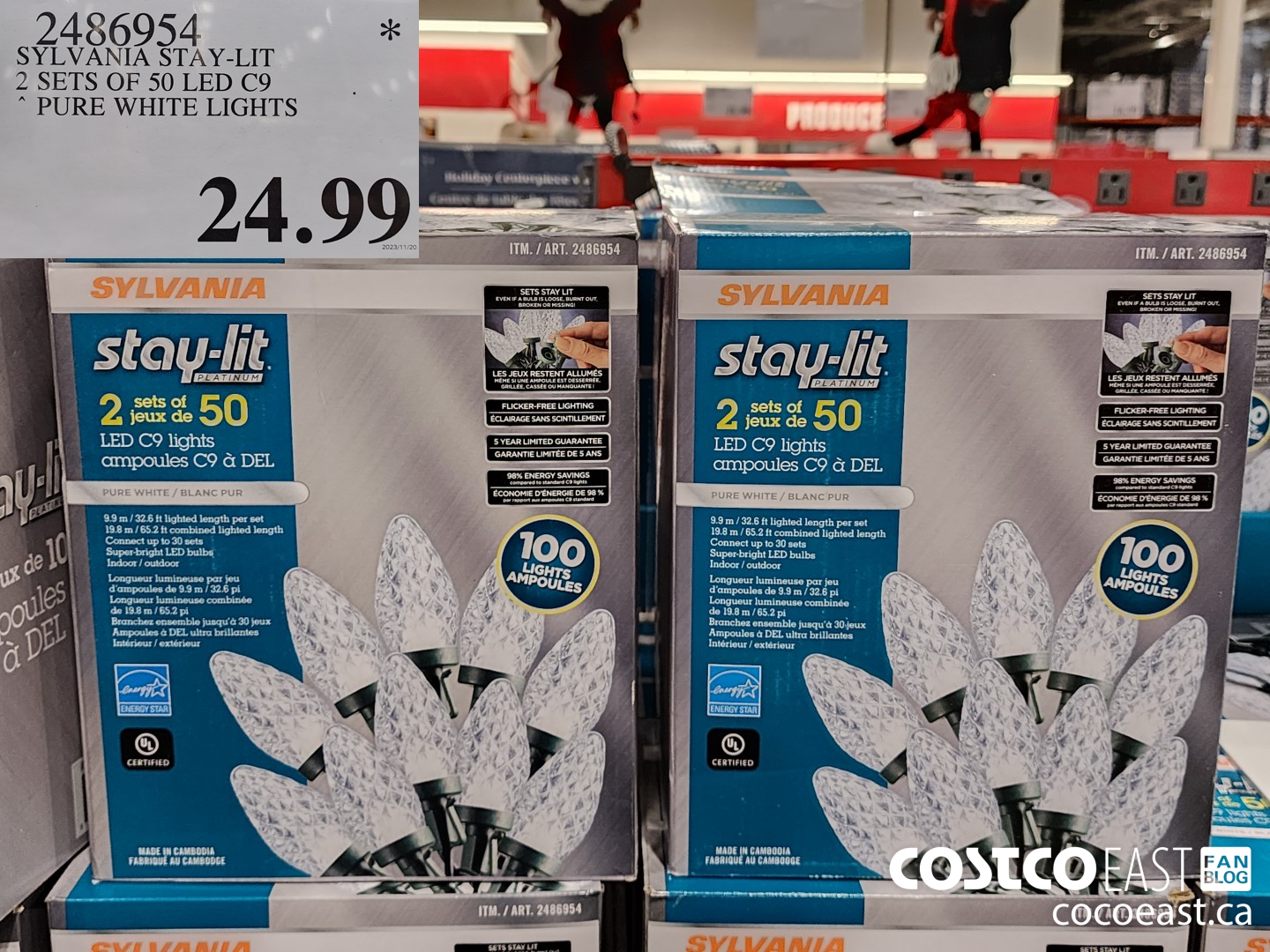 2486954 SYLVANIA STAY LIT 2 SETS OF 50 LED C9 PURE WHITE LIGHTS 24 99 Costco East Fan Blog