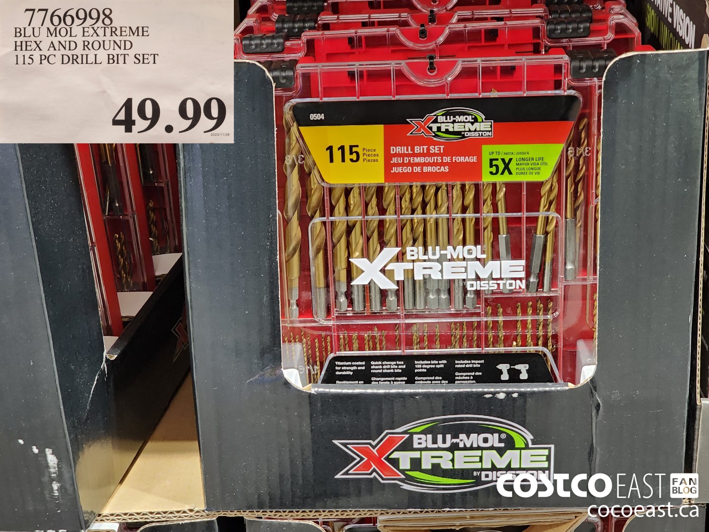 7766998 BLU MOL EXTREME HEX AND ROUND 115 PC DRILL BIT SET 49 99 Costco East Fan Blog