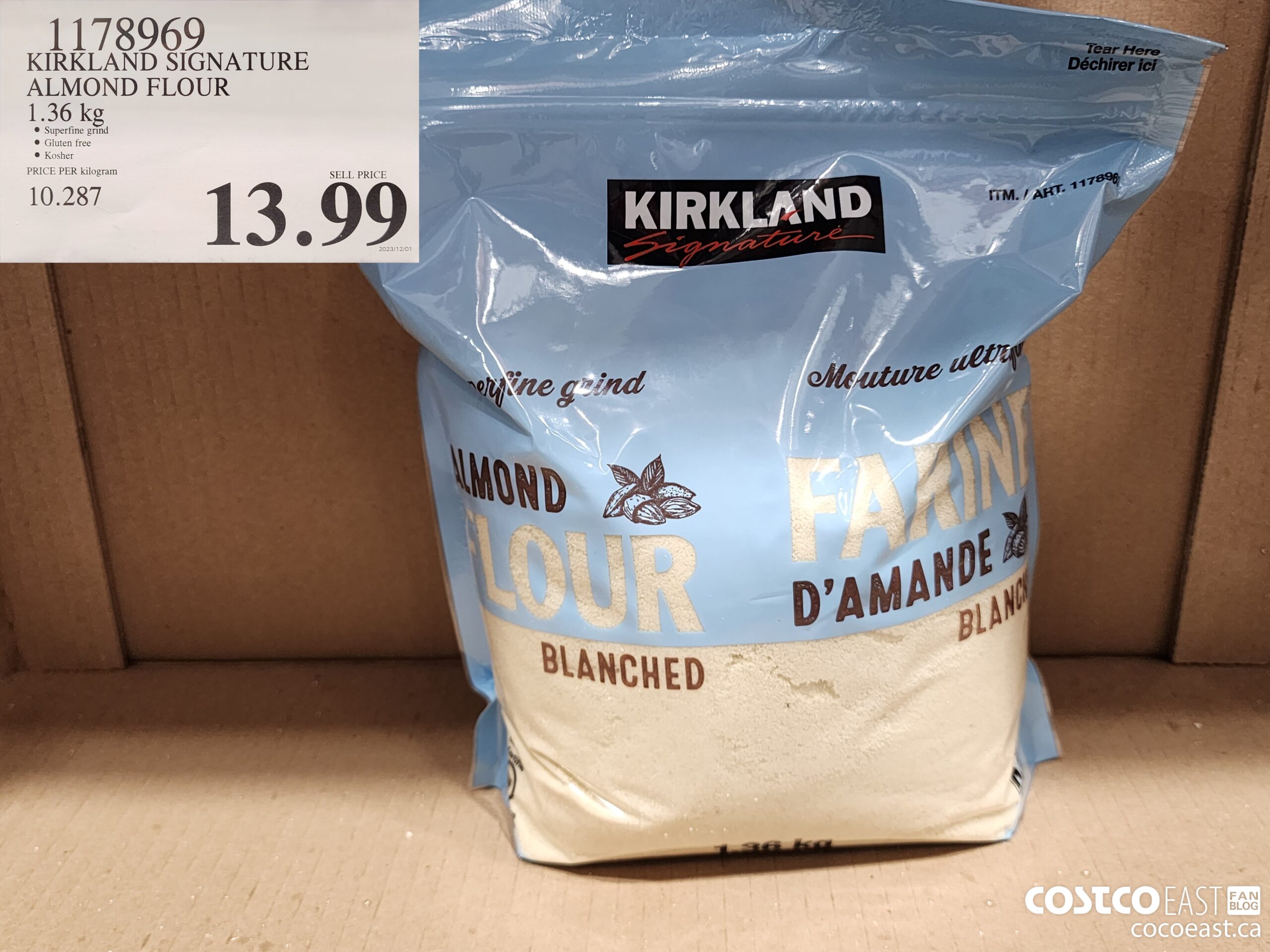 1178969 KIRKLAND SIGNATURE ALMOND FLOUR 1 36 kg 13 99