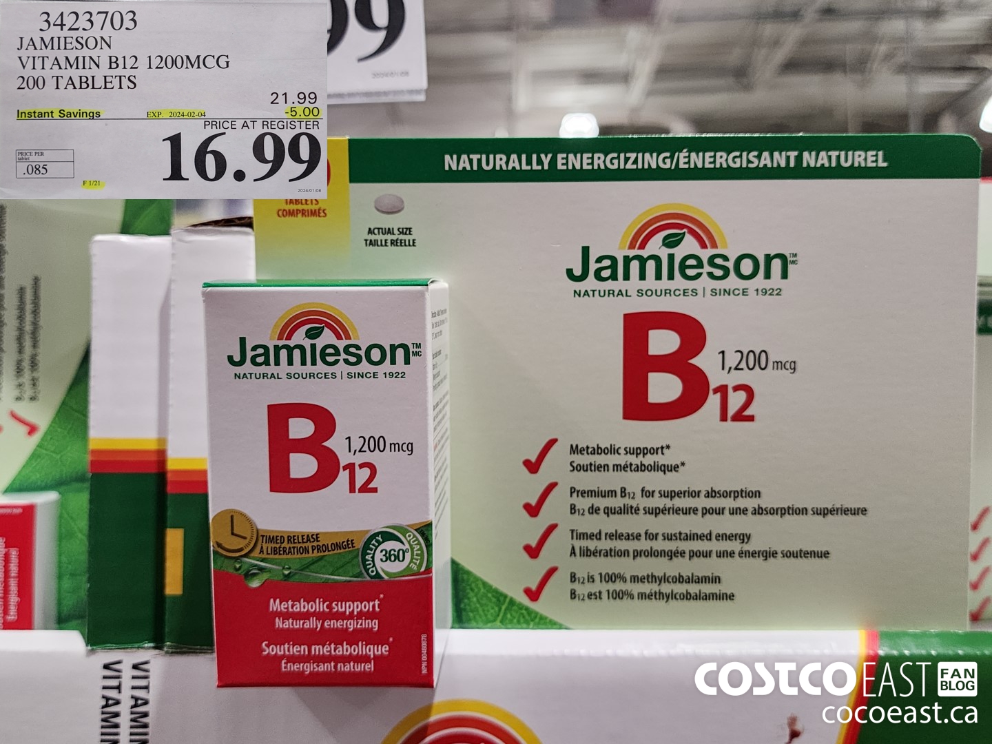 3423703 JAMIESON VITAMIN B12 1200MCG 200 TABLETS 5 00 INSTANT SAVINGS