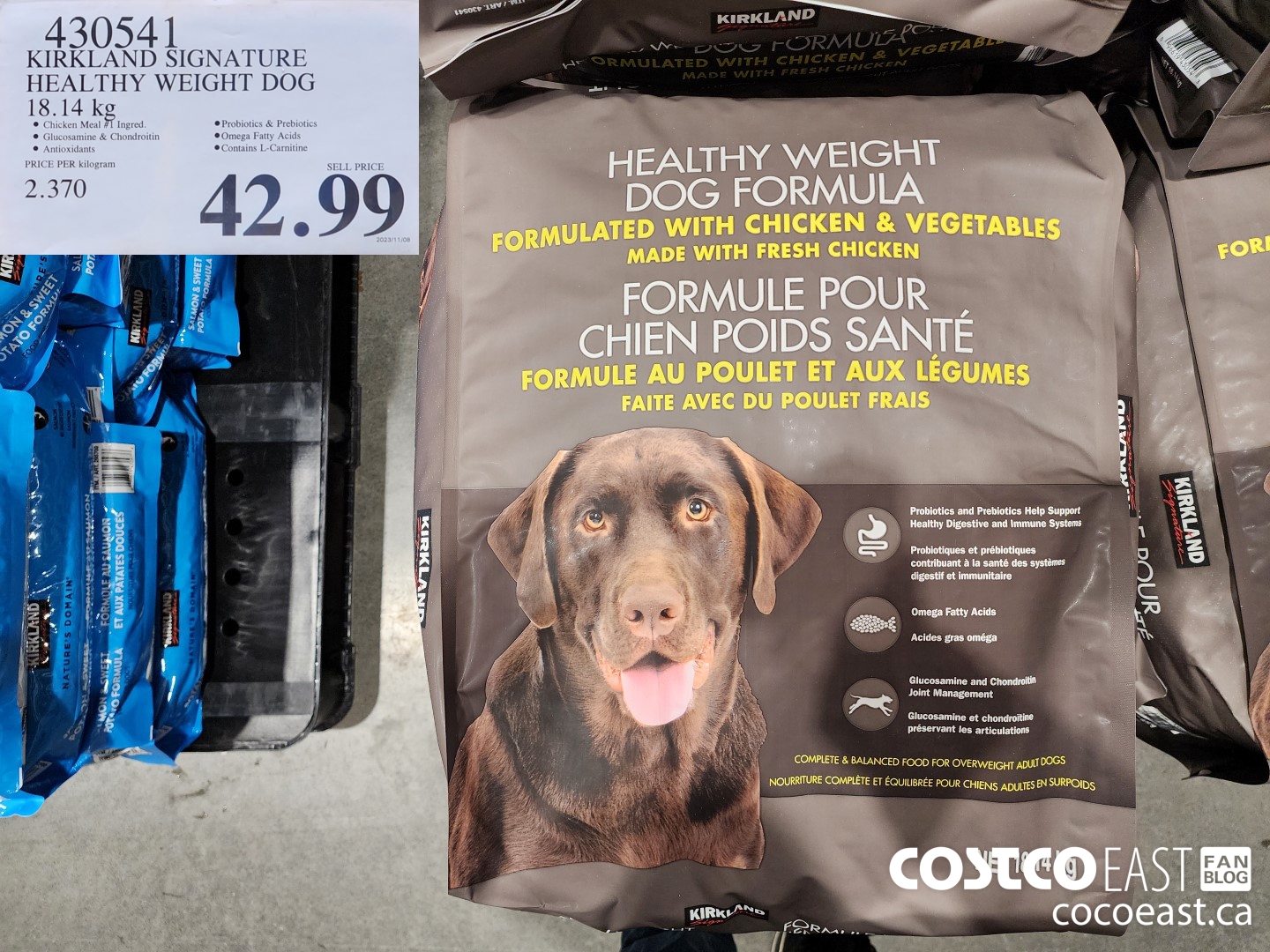 430541 KIRKLAND SIGNATURE HEALTHY WEIGHT DOG 18 14 kg 42 99 Costco East Fan Blog