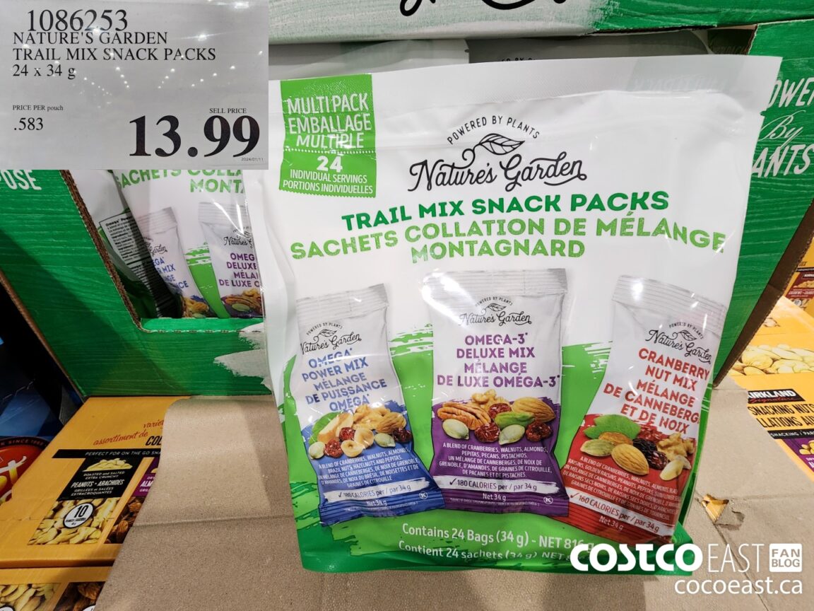 1086253 NATURE S GARDEN TRAIL MIX SNACK PACKS 24 x 34 G 13 99 - Costco ...
