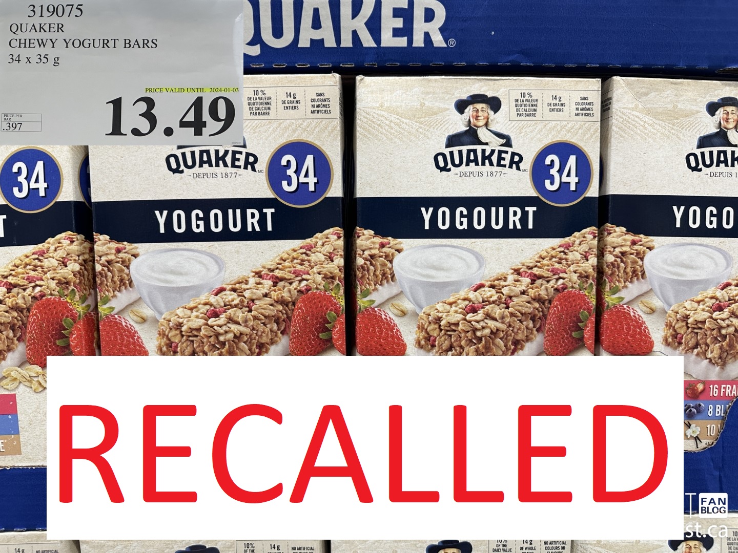 RECALL NOTICE Quaker Granola Bars & Quaker Harvest Crunch for