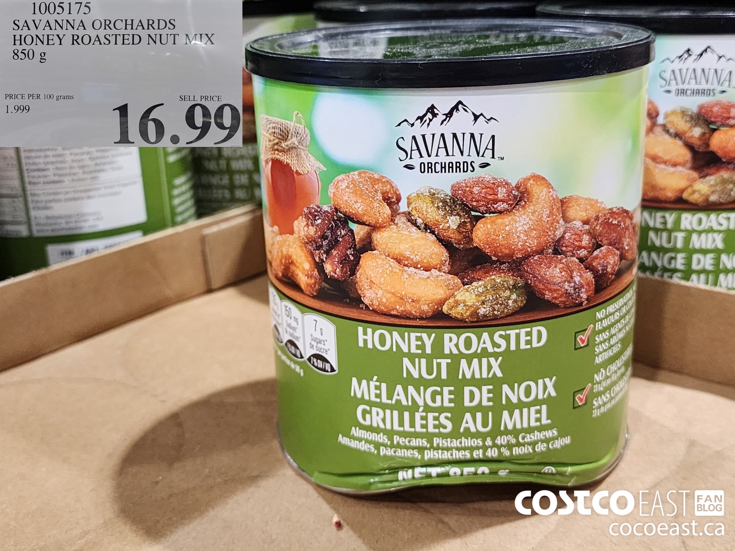 1005175 SAVANNA ORCHARDS HONEY ROASTED NUT MIX 850 G 16 99 Costco