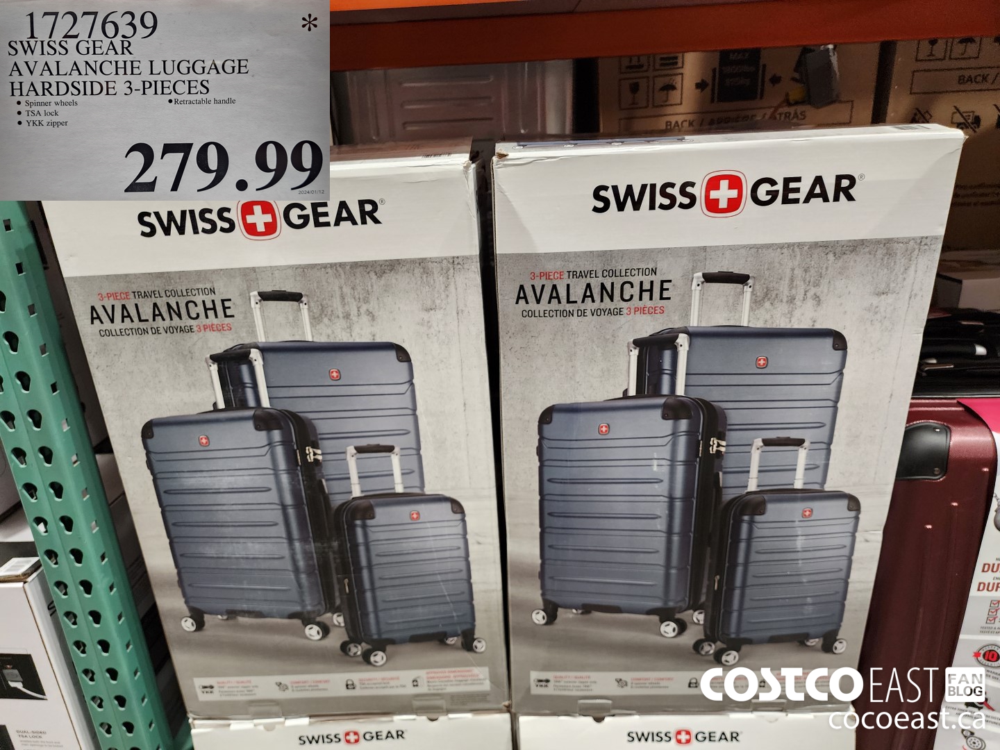 1727639 SWISS GEAR AVALANCHE LUGGAGE HARDSIDE 3 PIECES 279 99 Costco East Fan Blog