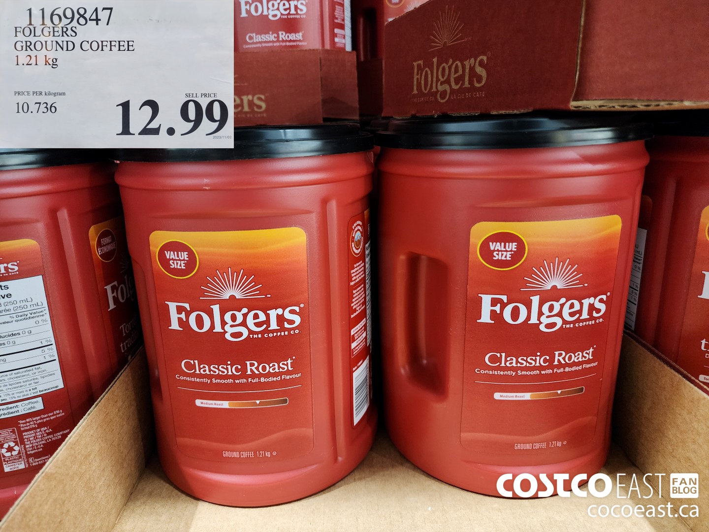 1169847 FOLGERS GROUND COFFEE 1 21 KG 12 99 - Costco East Fan Blog