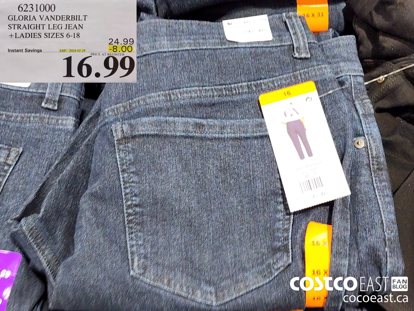 6231000 GLORIA VANDERBILT STRAIGHT LEG JEAN LADIES SIZES 6 18 8 00 INSTANT SAVINGS EXPIRES ON 2024 02 25 16 99 Costco East Fan Blog