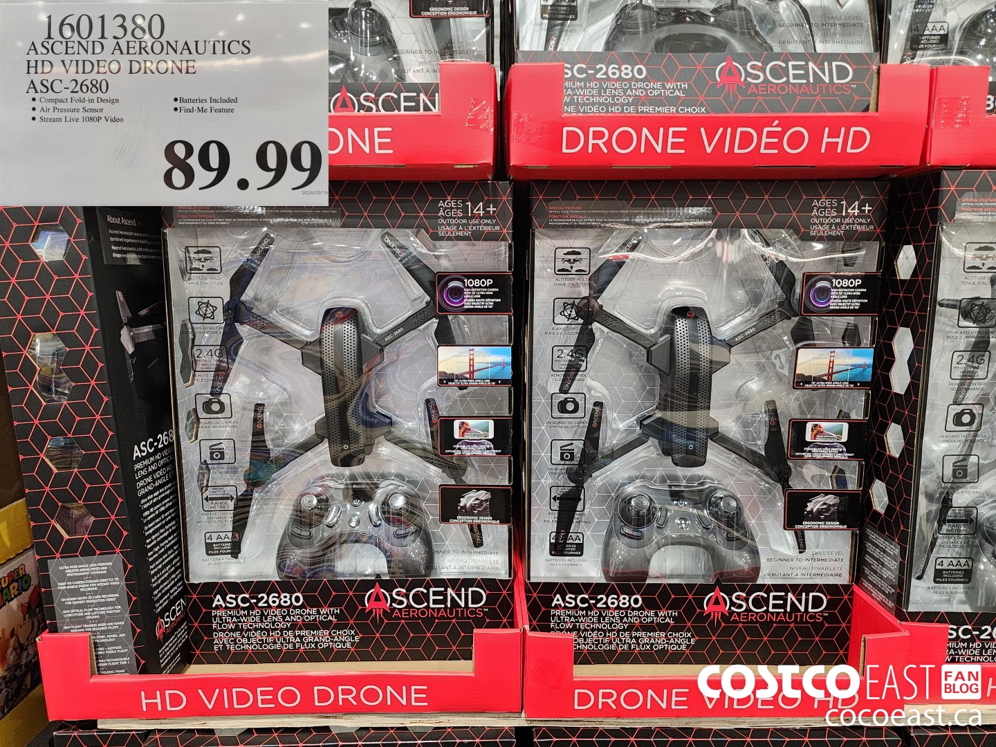 1601380 ASCEND AERONAUTICS HD VIDEO DRONE ASC 2680 89 99 Costco East