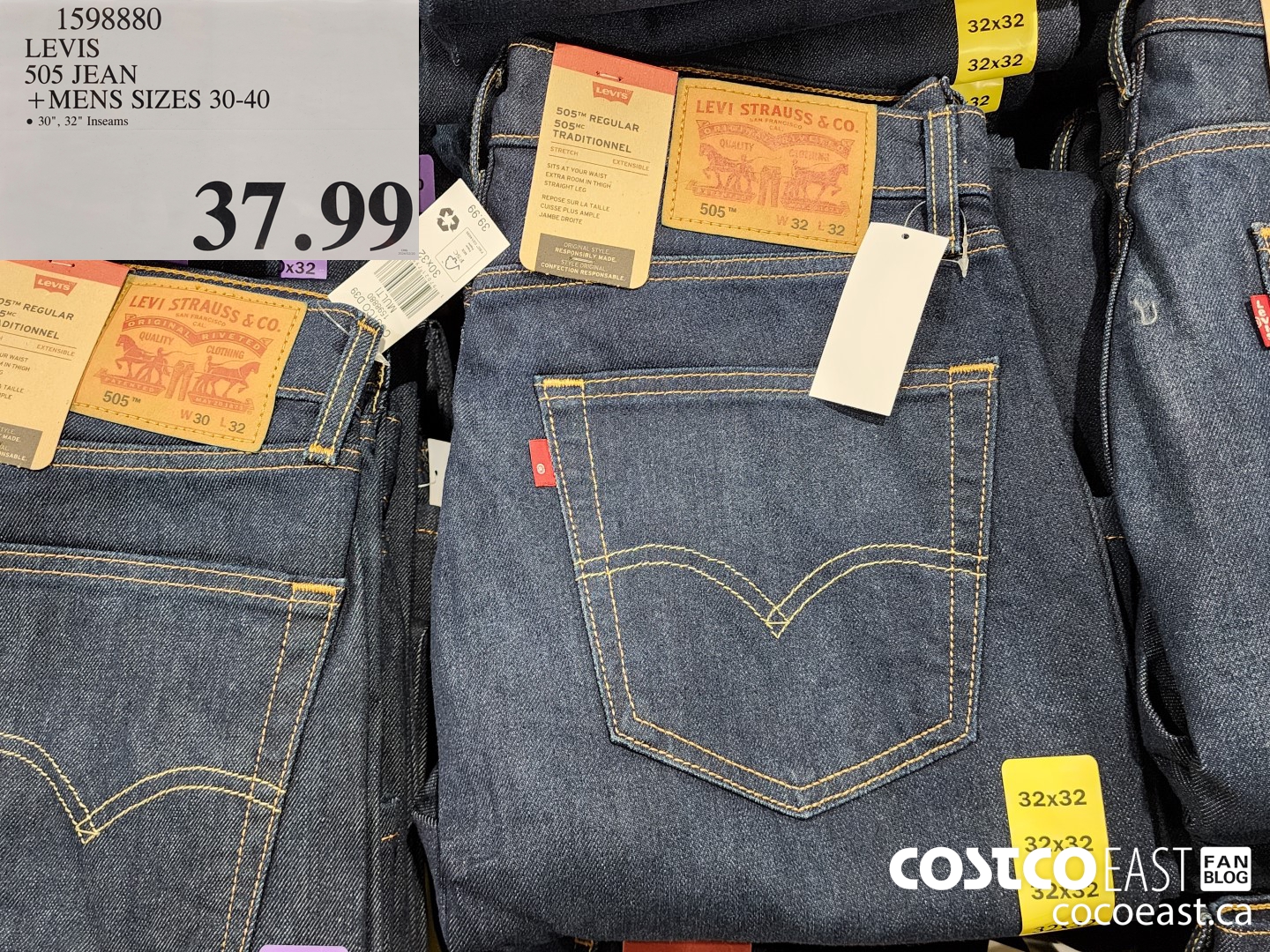 1598880 LEVIS 505 JEAN MENS SIZES 30 40 37 99 Costco East Fan Blog