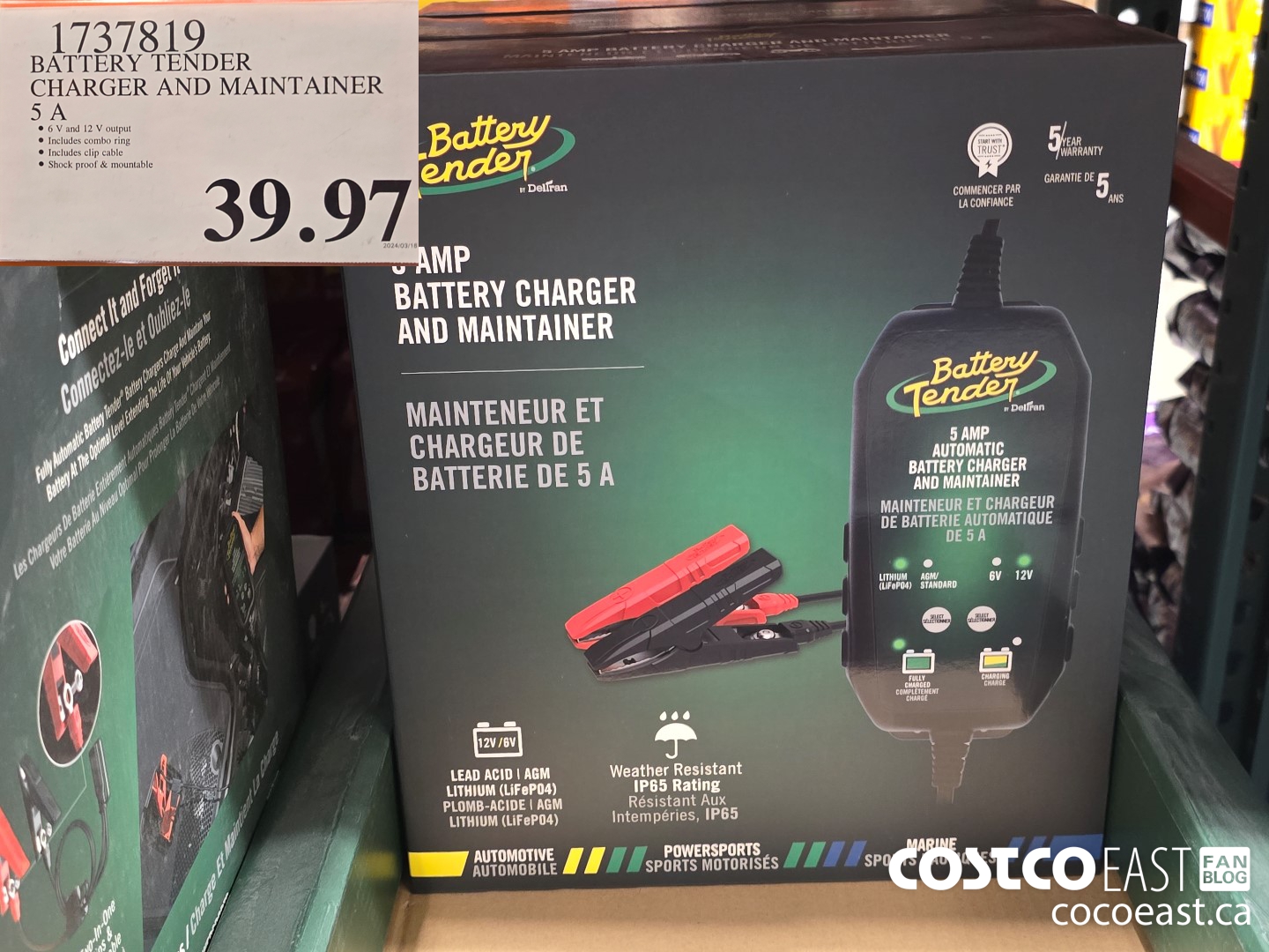 1737819 BATTERY TENDER CHARGER AND MAINTAINER 5 A 39 97 - Costco 