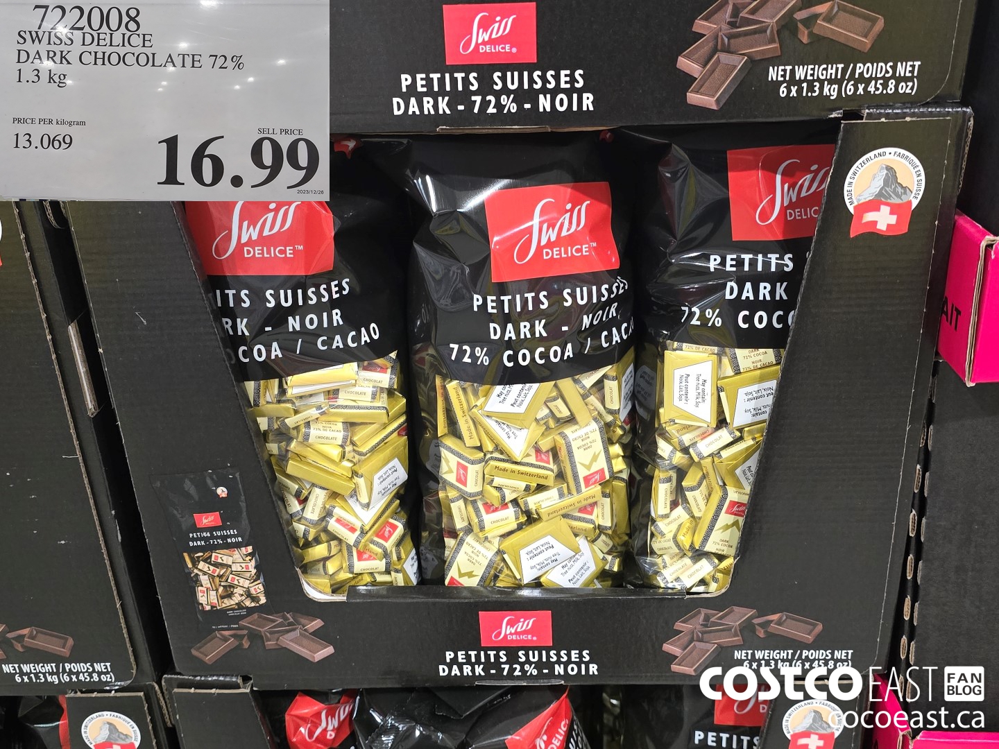 722008 SWISS DELICE DARK CHOCOLATE 72 1 3 KG 16 99 - Costco