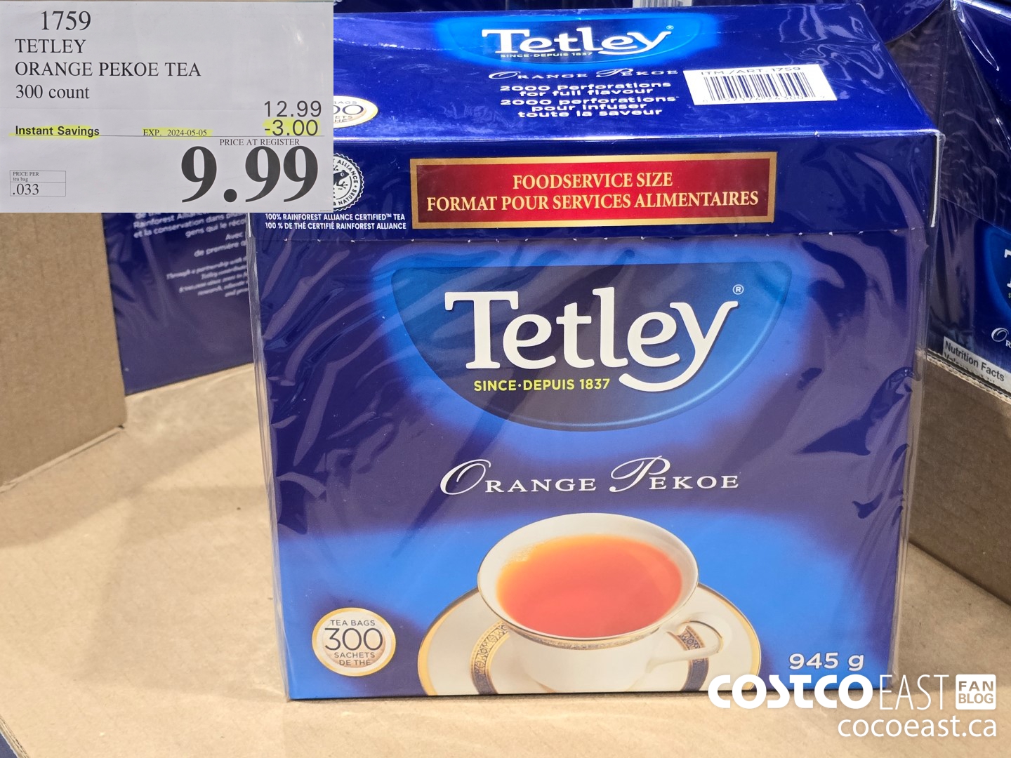 1759 TETLEY ORANGE PEKOE TEA 300 COUNT 3 00 INSTANT SAVINGS EXPIRES ON