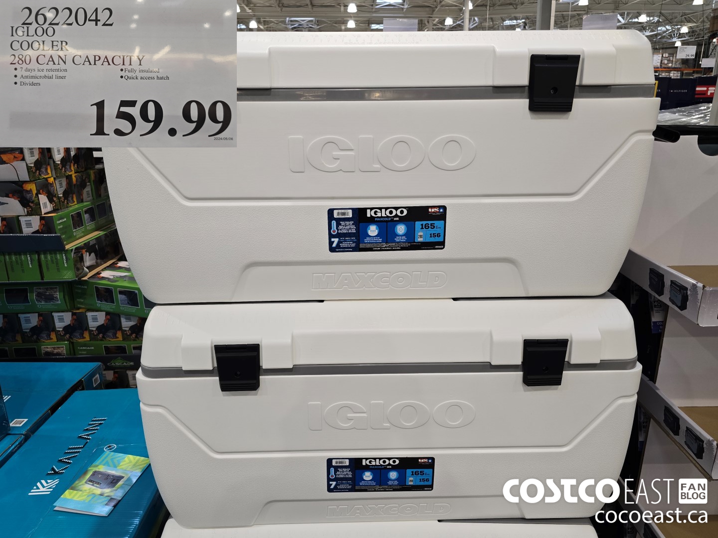 2622042 IGLOO COOLER 280 CAN CAPACITY 159 99 - Costco East Fan Blog