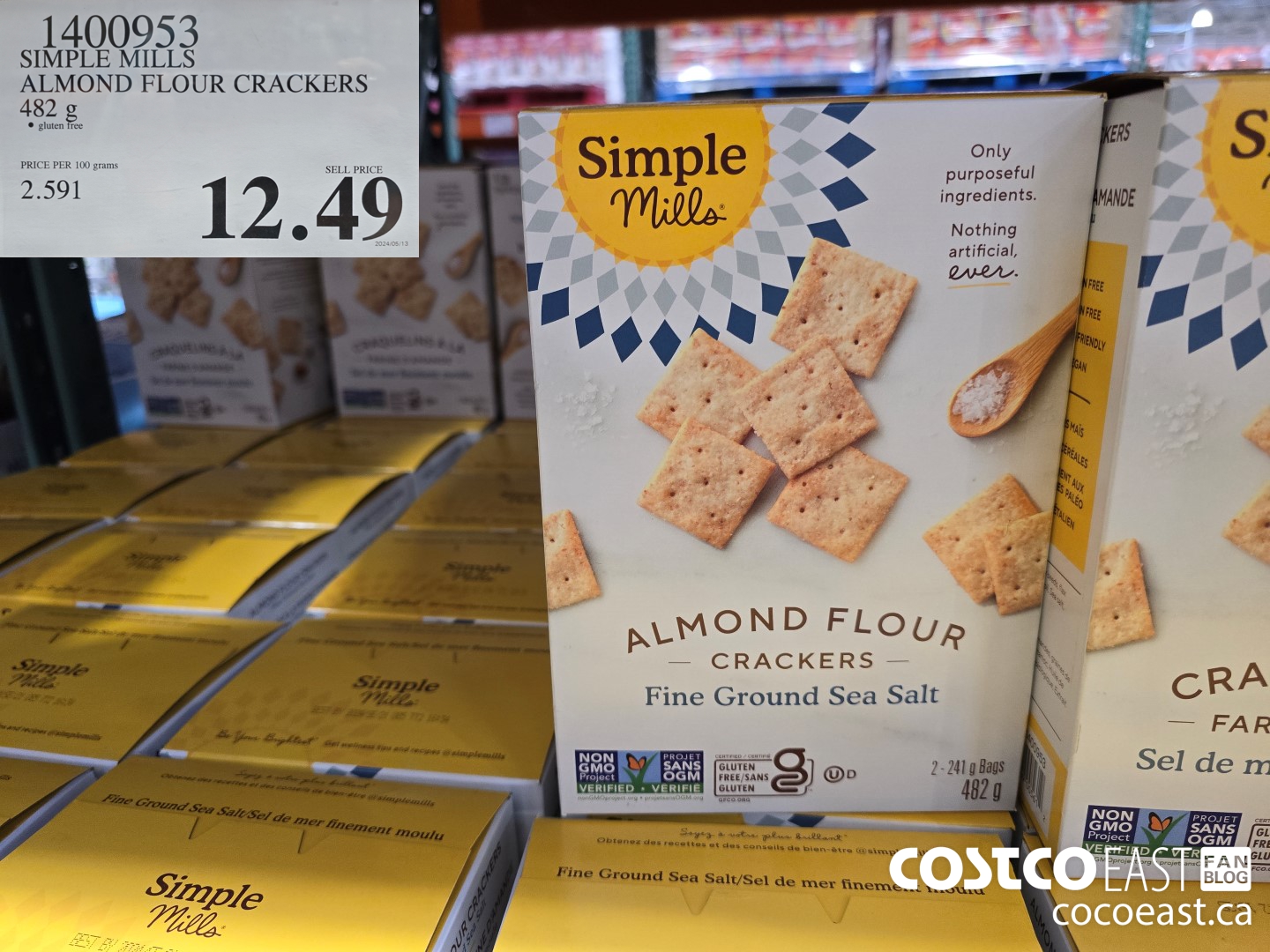 1400953 SIMPLE MILLS ALMOND FLOUR CRACKERS 482 G 12 49 - Costco East ...