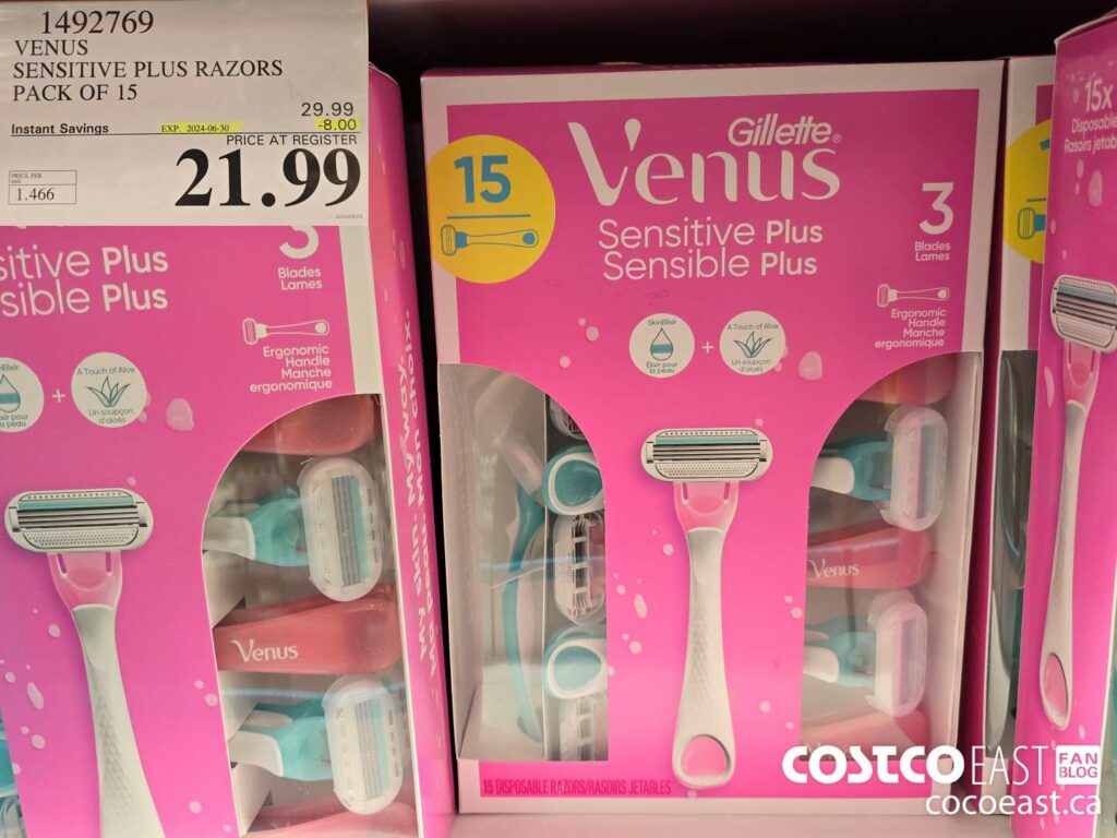 1492769 VENUS SENSITIVE PLUS ALOE DISPOSABLE RAZORS PACK OF 15 8 00