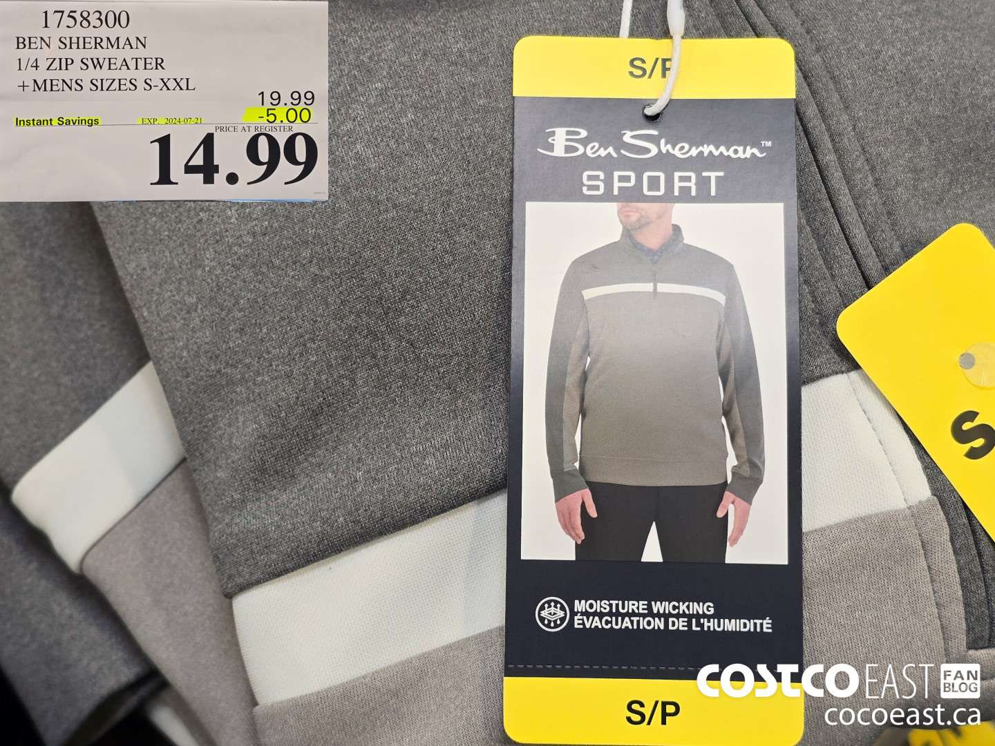 1758300 BEN SHERMAN 1 4 ZIP SWEATER MENS SIZES S XXL 5 00 INSTANT SAVINGS EXPIRES ON 2024 07 21 14 99 Costco East Fan Blog
