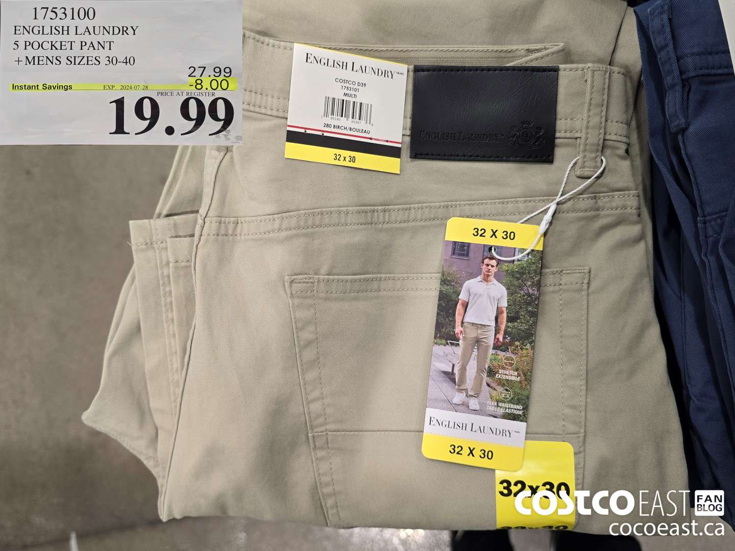 1753100 ENGLISH LAUNDRY 5 POCKET PANT MENS SIZES 30 40 8 00 INSTANT SAVINGS EXPIRES ON 2024 07 28 19 99 Costco East Fan Blog