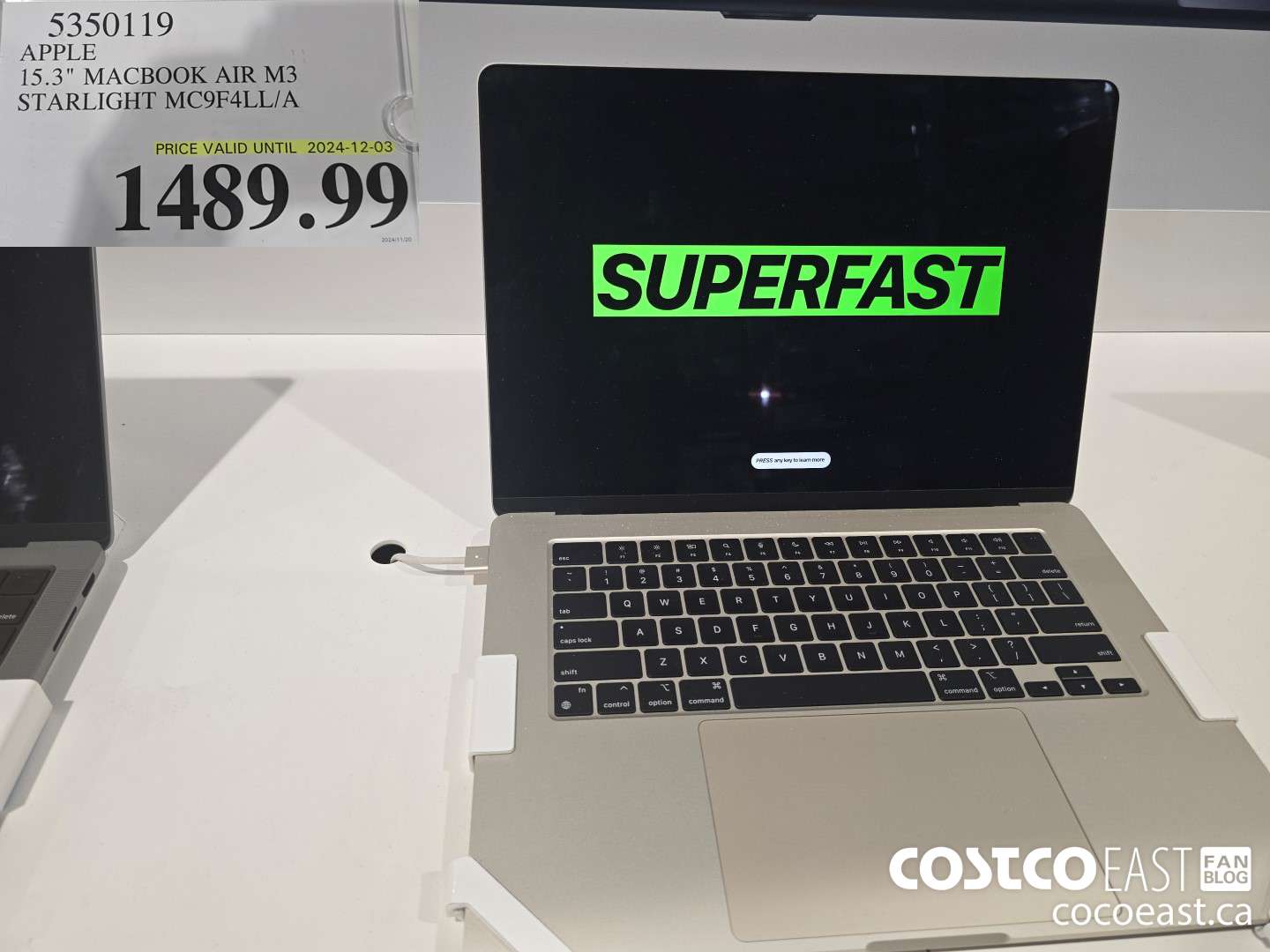 5350119 APPLE 15 3 MACBOOK AIR M3 STARLIGHT MC9F4LL A 1489 99 Costco