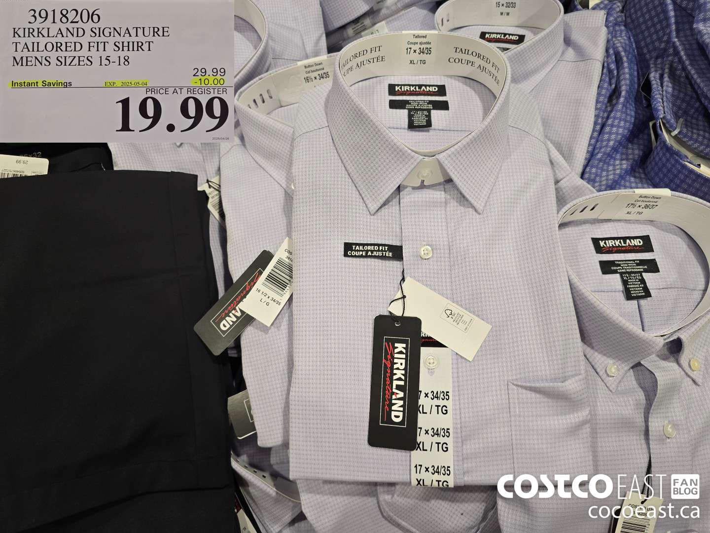3918206 KIRKLAND SIGNATURE TAILORED FIT SHIRT MENS SIZES 15 18 10 00  INSTANT SAVINGS EXPIRES ON 2025 05 04 19 99 - Costco East Fan Blog