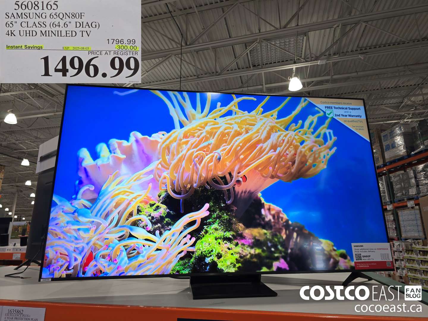 5608165 SAMSUNG 65QN80F 65 CLASS 64 6 DIAG 4K UHD MINILED TV 300
