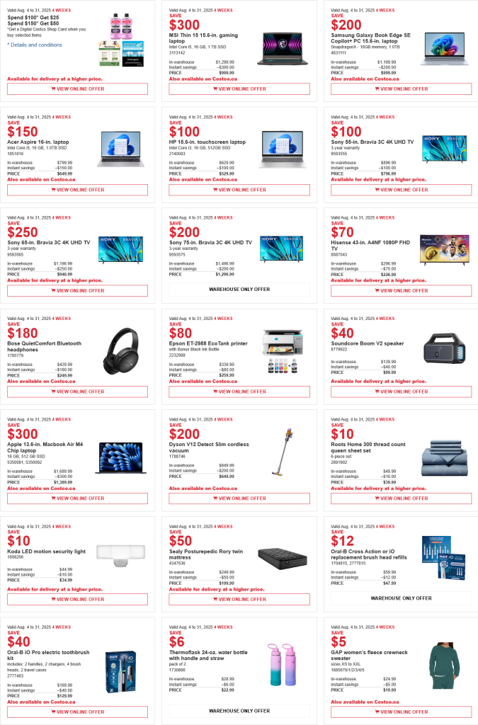 Costco weekend Sales Aug 8th - 10th 2025 – Ontario & Atlantic Canada ...