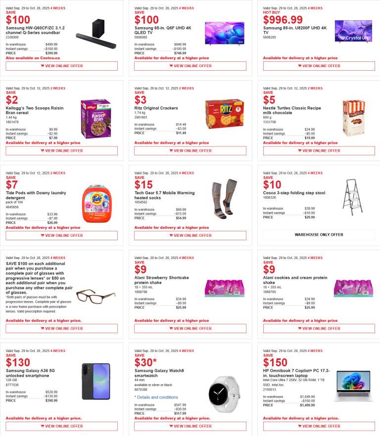 Costco weekend Sales Oct 10th - 12th 2025 – Ontario & Atlantic Canada ...