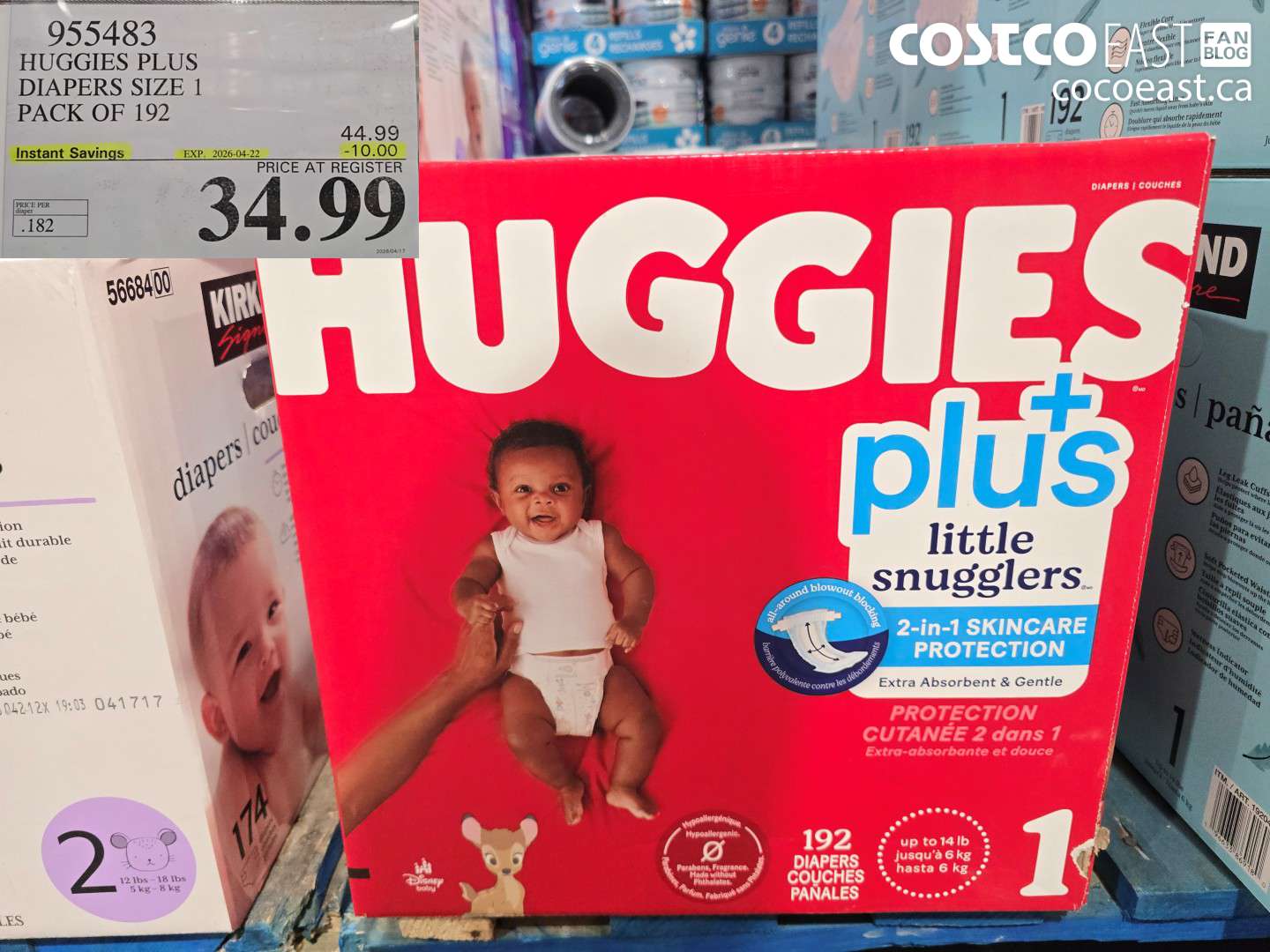 955483 HUGGIES PLUS DIAPERS SIZE 1 PACK OF 192 ($10.00 INSTANT SAVINGS EXPIRES ON 2026-04-22) $34.99